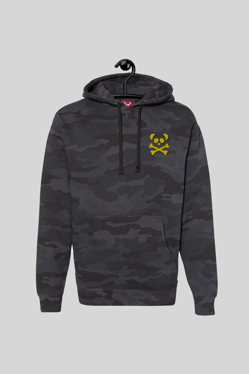 Unisex Black Camo Heavyweight Hoodie - Yellow