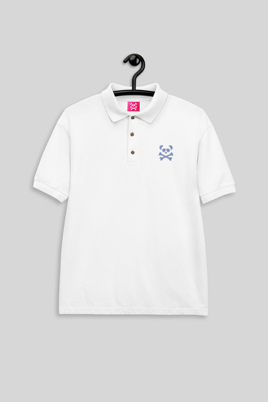 Men's Classic White Polo - Light Blue