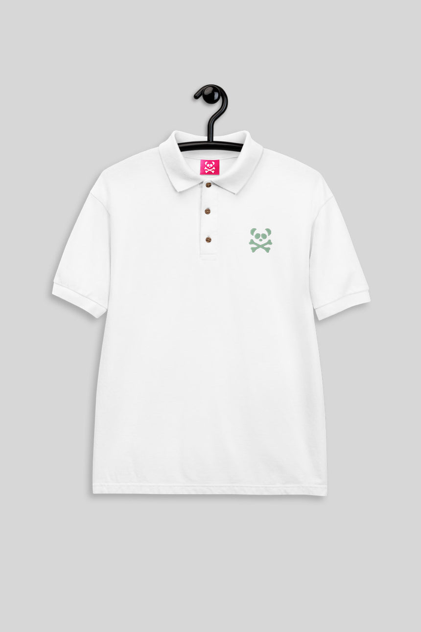Men's Classic White Polo - Seafoam