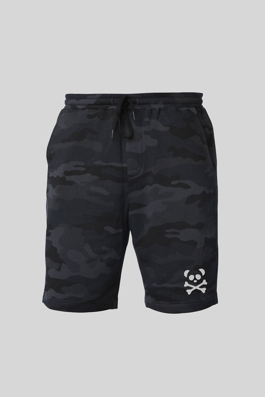 Men's Black Camo Shorts - White