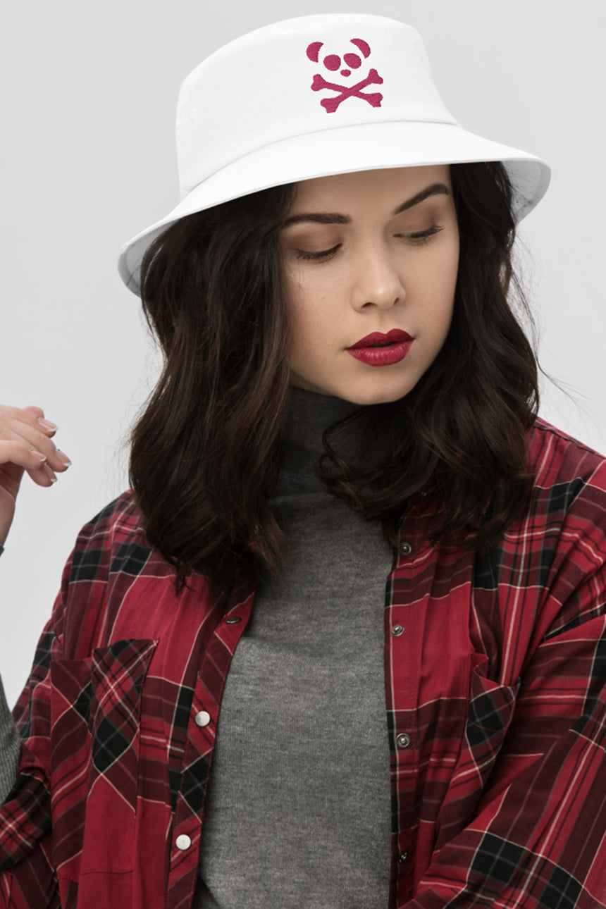 Unisex Fuchsia Panda Skull Bucket Hat